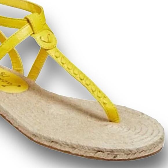 JACK ROGERS Yellow Thong Ankle Strap Sandals  woven Jute Footbed NWT BOX 6.5M - Picture 8 of 15